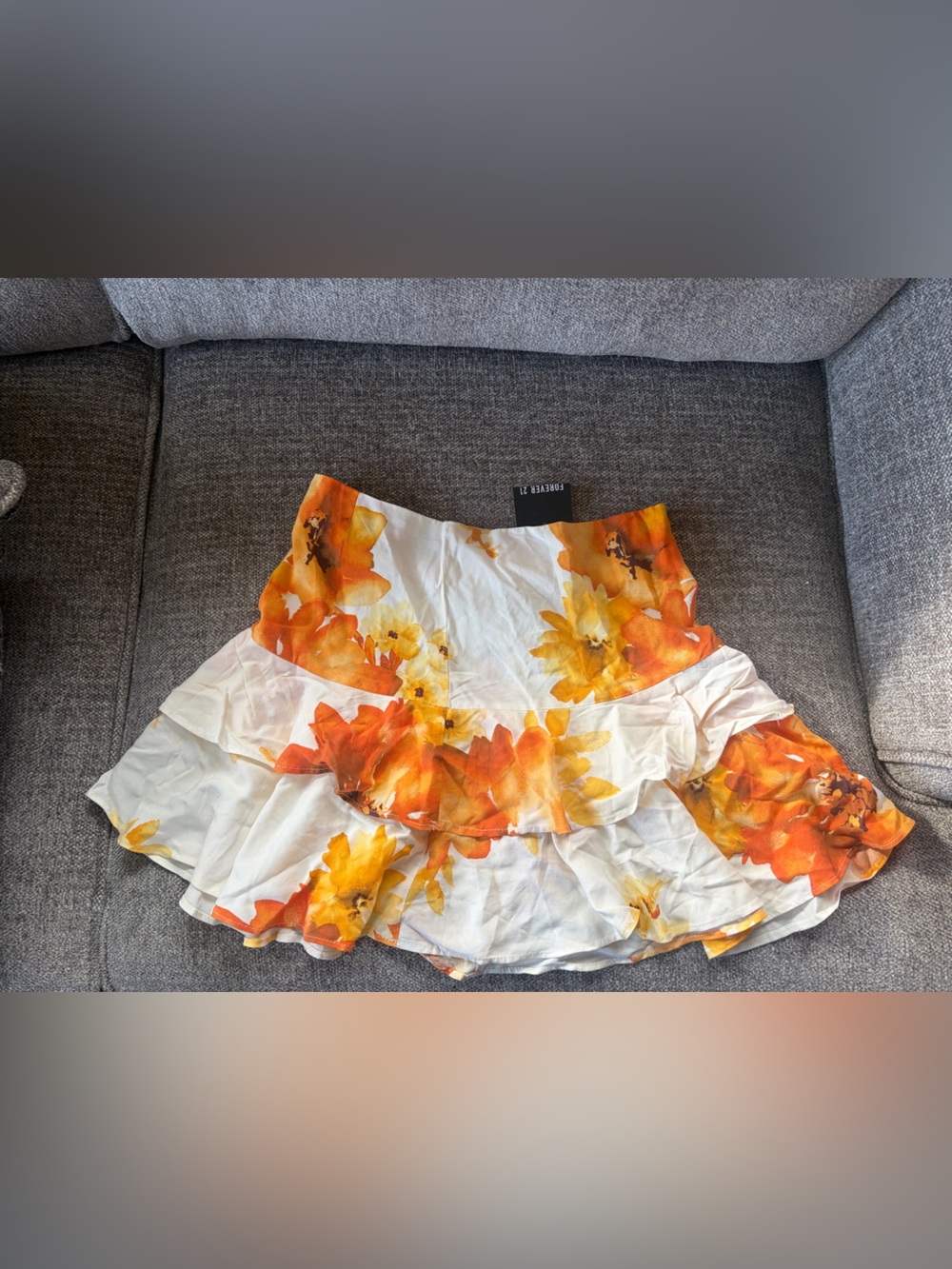 Forever 21 Floral Skirt with Orange & Yellow Floral Print